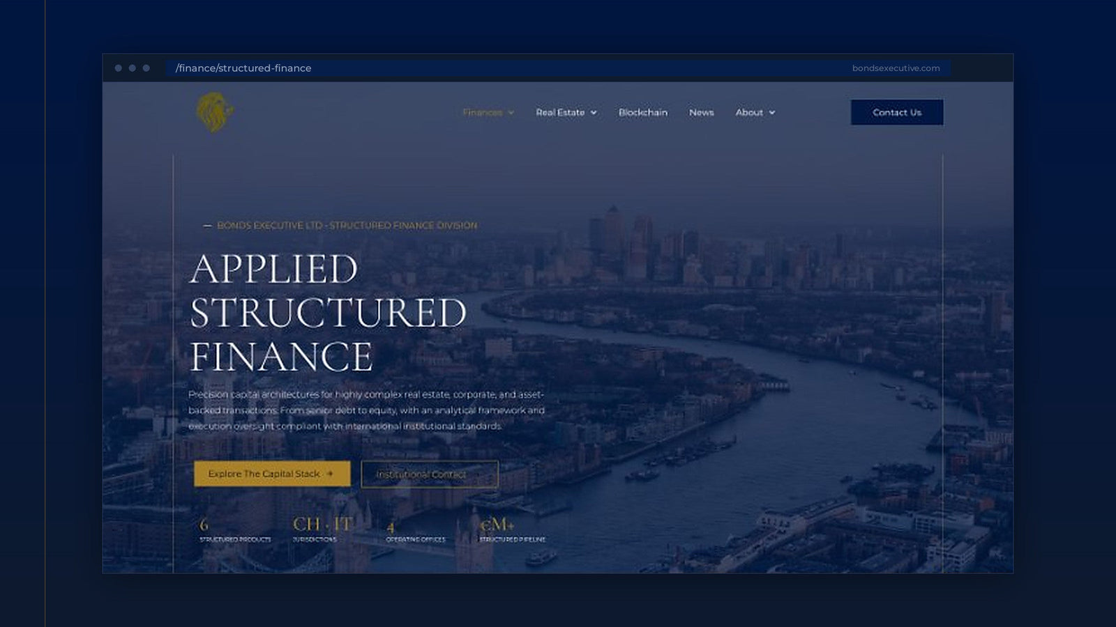 Bonds Executive structured finance website design by N-2V